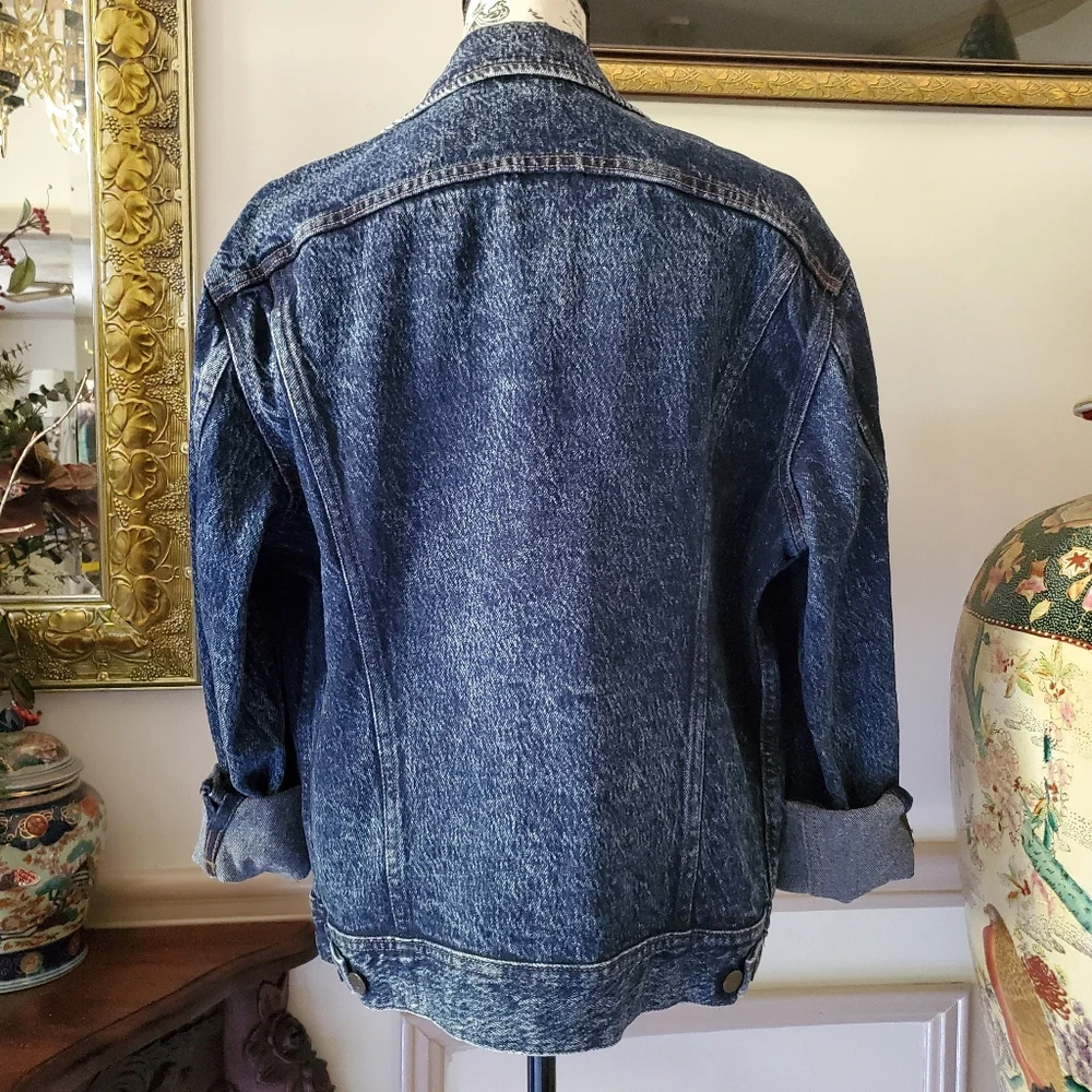 Vintage 80s Lee Riders Acid Wash Denim Trucker Jacket USA Made S